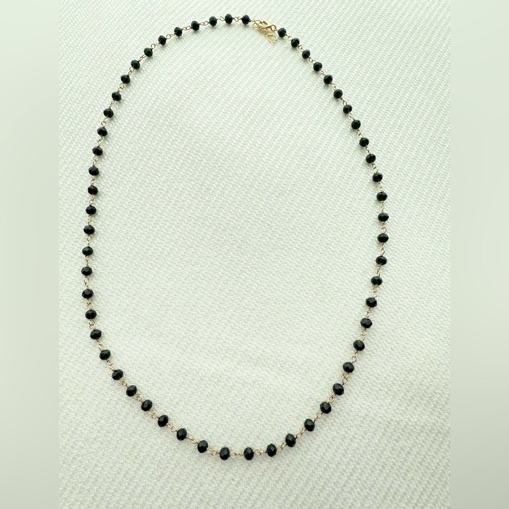 925 Silver Dark green and Gold Beaded Necklace